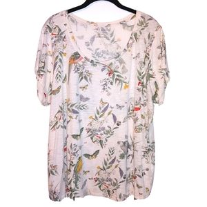 Lucky Brand Plus size 18 Tropical Bird Butterfly Tee